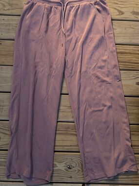 Wide-Leg Drawstring Lounge Pants - Dusty Mauve